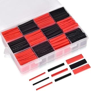900 PCS Heat Shrink Tubing, 2:1 Heat Shrink Tube with Storage Box, 12 Sizes Shrink Wrap Tube for Cable Wire Repair (Black, Red)