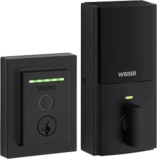 Weiser Halo Touch Matte Black WiFi Smart Lock, Keyless Entry Door Lock, Fingerprint Door Lock, Amazon Alexa & Google Assistant/Google Home Compatible, Deadbolt Lock, Modern Smart Locks for Entry Door