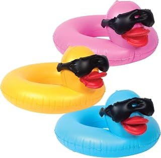 GAME 51817-BB Derby Duck Children Ring, 3 Pack, Holds Up to 70 Pounds Fun Inflatable Pool Floats, 2 Feet Big with A 10-Inch Wide Center, Small, Multicolor (Pink, Yellow, Blue), for Kids 6+