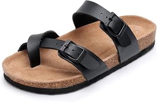 Slip on Flat Cork Mayari Sandals for Men with Adjustable Strap Buckle Open Toe Slippers Suede Sole
