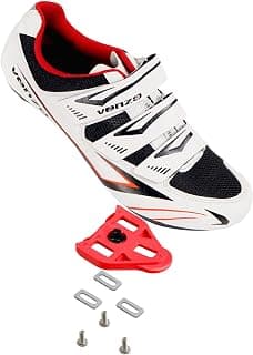 Bicycle Men's Road Cycling Riding Shoes - 3 Straps- Compatible with Delta Shimano SPD & Look ARC Delta - Perfect for Road Racing Bikes White Color