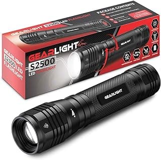 GearLight High Lumens LED Flashlight S2500 - Powerful Patented 1500 Lumen Flashlights, Brightest Tactical Flash Light, Super Bright Camping Accessories and Gear