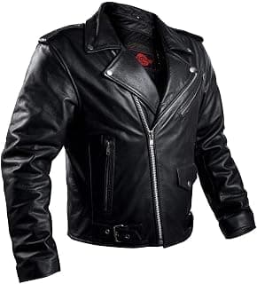 LEATHER ARMOR BIKER MOTORCYCLE JACKET MEN BRANDO CAFÉ RACER DUAL SPORTS RIDING BLACK JACKET