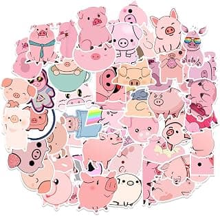 Pig Stickers Cartoon Pink Pigs for Kids,Waterproof Kawaii Pig Decal Stickers for Latop Scrapbook Skateboard Phone Case Water Bottle,Cute Animal Stickers,DIY Decoration