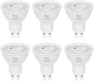 Simba Lighting LED GU10 5W Non-Dimmable Spot Light Bulb (6 Pack) Halogen 50W Replacement MR16 Shape for Accent, Recessed, Track Lighting, 38° Beam, 120V, Twist-N-Lock Bipin Base, 5000K Daylight