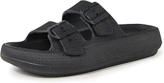 Women Men Pillow Sandals Adjustable Buckles Slides Thick Sole