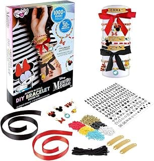 Fashion Angels Minnie Mouse DIY Bracelet Design Kit with 1000+ Beads, Disney Charms, Stickers to Make 30 Fashion Bracelets for Tweens to Share with Friends and Family