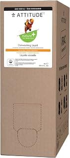 ATTITUDE Dishwashing Liquid, EWG Verified, Advanced Degreasing Power, Plant- and Mineral-Based Ingredients, Vegan and Cruelty-free, Citrus Zest, Bulk Refill, 4 Liters