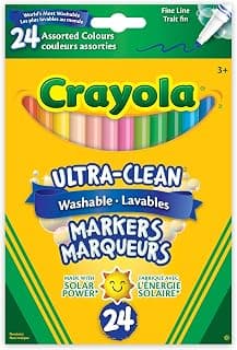 Crayola 24 Washable Fine Line Markers, Colossal, School and Craft Supplies, Drawing Gift for Boys and Girls, Kids, Teens Ages 5, 6,7, 8 and Up, Holiday Toys, Stocking , Arts and Crafts, Gifting (56-8524)