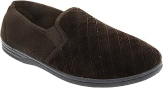 Mens Kevin Velour Twin Gusset Slippers (7 US) (Brown)
