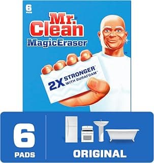 Mr Clean Magic Erasers Original, Bathroom, Shower, and Oven Cleaner, Cleaning Pads with Durafoam, 6 Count
