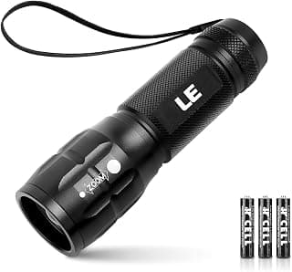 LE Mini Tactical Flashlight, Small and Super Bright Waterproof Small Pocket Flashlight, 140lm Focus Adjustable and Zoomable LED Torch Light for Camping, Running, AAA Battery Included