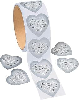 Silver Heart Thank You Stickers (1 roll) by Fun Express