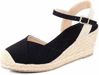 Women's Closed Toe Platform Sandals Summer Buckle Ankle Strap Espadrilles Wedge Sandals