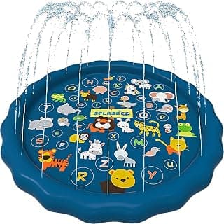 SplashEZ 3-in-1 Splash Pad, Sprinkler for Kids, and Wading Pool for Learning – Children’s Sprinkler Pool, 60’’ Inflatable Water Toys – “from A to Z” Outdoor Swimming Pool for Babies and Toddlers