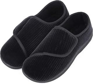 Men's Memory Foam Diabetic Slippers Comfy Warm Plush Fleece Arthritis Edema Swollen House Shoes