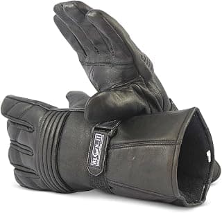 BLOK-IT Full Leather Motorcycle Gloves Men & Women, Motorbike Gloves - Windproof & Waterproof Biking Gloves Gloves. Double Stitching - Ultra Durable Thermal 3M Thinsulate Gloves. Bike Gloves For Men & Women. Summer & Winter Gloves. Classic Ergonomic Design for Comfort & Increased Protection. (Large)