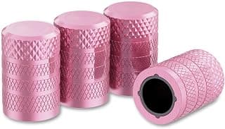 Tire Valve Caps, Pink, 4 pcs/Pack, Anodized Aluminum Valve Stem Cap Set, TPMS Sensor Safe, Corrosion Resistant, Ideal for Cars, Trucks, and Bicycles