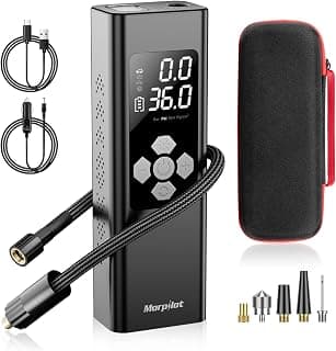 Morpilot Tire Inflator Portable Air Compressor, 2X Faster Inflation [7800mAh Battery & 12V DC Cord] Cordless Car Tire Pump with LCD Dual Display, 150PSI Electric Air Pump for Car SUV MPV RV Bike Ball