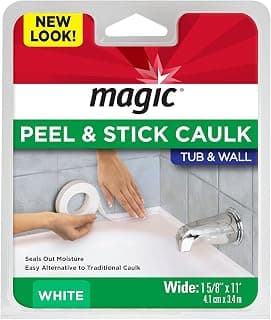 Magic Tub and Wall Peel & Caulk Strip - Create a Tight Seal Between the Bathtub and Wall to Keep Moisture Out - 1-5/8" by 11' - White