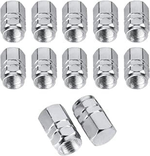 OHKITA Valve Stem Caps Aluminum Chrome Caps for Tires Valve Caps (12pcs Pack,Silver)