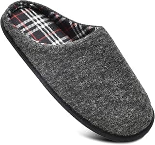 Mens Memory Foam House Slippers Slip On Cozy Scuff Plaid Shoes Indoor/Outdoor with Best Arch Surpport