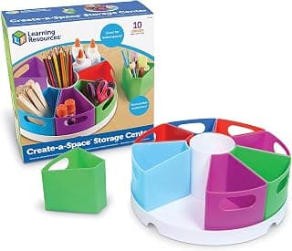 Learning Resources Create-a-Space Storage Center, Bright Colors, Classroom Craft Keeper, 10 Piece set