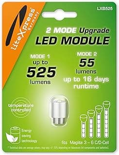 LiteXpress LXB525 2Mode LED Upgrade Modules 525 or 55 Lumens only for 3-7 C/D-Cell Maglite Flashlights, dont use for 2 cell Maglite