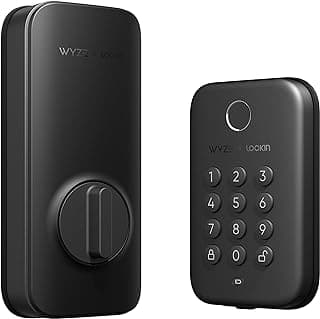 Wyze Lock Bolt, Fingerprint Keyless Entry Door Lock, Smart Bluetooth Deadbolt Replacement, Backlit Keypad, IPX5 Weatherproof, in-App History and Scheduled Access, Auto-Lock, BHMA, UL 20-Min Fire Rated