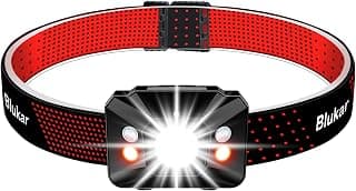 Headlamp Rechargeable, Blukar Super Bright LED Head Lamp Headlight Flashlight with Sensor Control & Red Light, 5 Lighting Modes, IPX5 Waterproof 30 Hrs Runtime for Running, Hiking, Camping,etc.