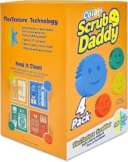Scrub Daddy Sponge Set - Colors - Scratch-Free Scrubbers for Dishes and Home, Odor Resistant, Soft in Warm Water, Firm in Cold, Deep Cleaning, Dishwasher Safe, Multi-use, Functional, 4ct