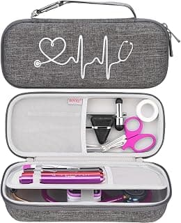 BOVKE Hard Stethoscope Case for 3M Littmann Classic III, Lightweight II S.E, Cardiology IV Diagnostic, MDF Acoustica Deluxe Stethoscope, Mesh Pockets for Reflex Hammer and Pen Light, Volcanic Grey