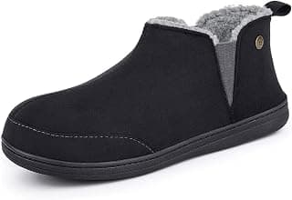 Men's Soft Microsuede Sherpa Lined House Shoes with Elastic Dual Gores