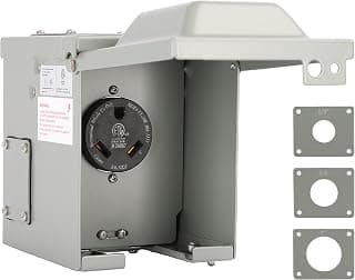 PEAKTOW PTR0109 RV Weatherproof Outdoor 30 Amp 125 Volt Electrical NEMA TT-30R Power Outlet Box Receptacle Panel