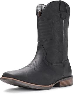 Cowboy Boots For Men Western Boot Traditional American Flag Retro Square Toe Country Work Boots