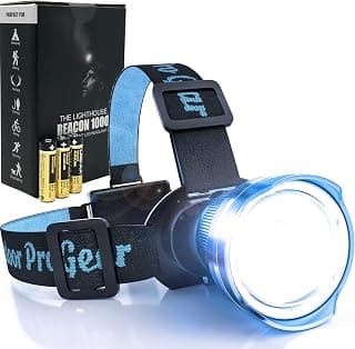 Outdoor Pro Gear LED Headlamp Flashlight [3-AA Batteries Included] Magnifying Lens, Head Lamp for Camping, Caving, Search & Rescue, Super Bright Spotlight Headlight, Emergency Supplies (Blue)
