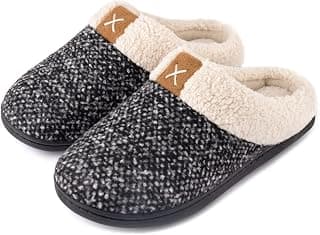 Women's Cozy Memory Foam Slippers Fuzzy Wool-Like Plush Fleece Lined House Shoes w/Indoor, Outdoor Anti-Skid Rubber Sole