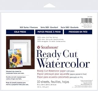 Strathmore 140208 Watercolor Paper Pack 8" x 10", 10 Sheets