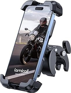 Lamicall Motorcycle Phone Mount Holder - Cell Phone Bike Holder, Adjustable Bicycle Scooter Handlebar Phone Cradle Clip for iPhone 14 15 Pro Max, iPhone 13 12, Galaxy S23 and 4.7"- 6.8" Cellphones