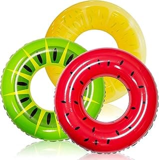 JOYIN 3 Pack Inflatable Pool Floats for Kids Adults, Swim Tube Pool Rings Swimming Rings Floaties for Swimming Pool Party Decorations (Fruit/Donut/Tropical)