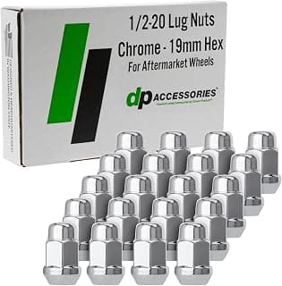 DPAccessories D3112-HT-2305/20 Set of 20 Chrome 1/2-20 Closed End Bulge Acorn Wheel Lug Nuts - Cone Seat - 3/4" (19mm) Hex - Great accessories for late model Jeep CJ, JK, YJ