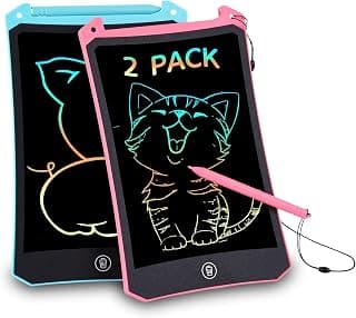 Kids Doodle Toys for 3-8 Years Old, PINKCAT Doodle Board Colourful Drawing Tablet 2 Pack for Twin Boys Girls Toys, Painting Wirting Pad Learning Toy for 3 4 5 6 7 Year Kids Toddler Gift (Blue & Pink)