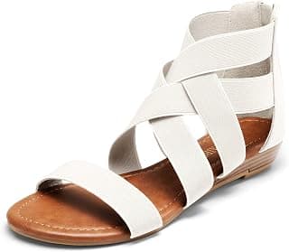 Women's Elastic Ankle Strap Low Wedges Sandals