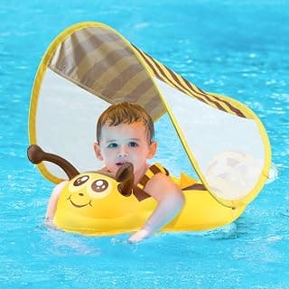 [New Upgrade Version] Inflatable Baby Swimming Float with Safe Bottom Support and Swim Buoy Floats for Safer Swims (Upgrade Blue, L)