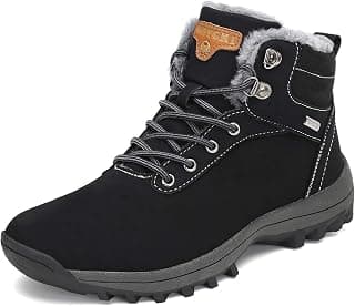 Mens Womens Winter Ankle Snow Hiking Boots Warm Water Resistant Non Slip Fur Lined
