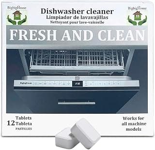 Eco-Friendly Dishwasher Cleaner and Deodorizer, Remove Hard Water Stain, Detergent Buildup and Grease, Keep Your Dishwasher Cleaning, Sanitary and Sparkly, 12-Tablets, 240g, BigbigHouse