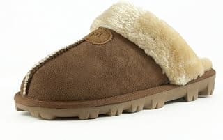 CLPP'LI Women Slippers On Faux Fur Mules Fluffy Suede Comfy Slippers