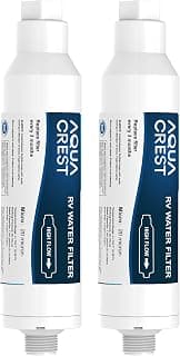 AQUACREST RV Inline Water Filter, NSF Certified, Reduces Chlorine, Bad Taste, Odor for RV and Marines, Drinking & Washing Filter, Pack of 2