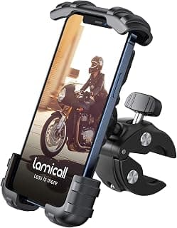 Bike Phone Holder, Motorcycle Phone Mount - Lamicall Handlebar Phone Clamp, Scooter Phone Clip for iPhone 12 Pro Max, Galaxy S9 and 4.7"- 6.8" Cellphone
