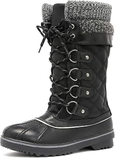 Womens Winter Boots Fur Lined Mid Calf Warm Snow Boots Lace UP Anti-Slip Outdoor Shoes